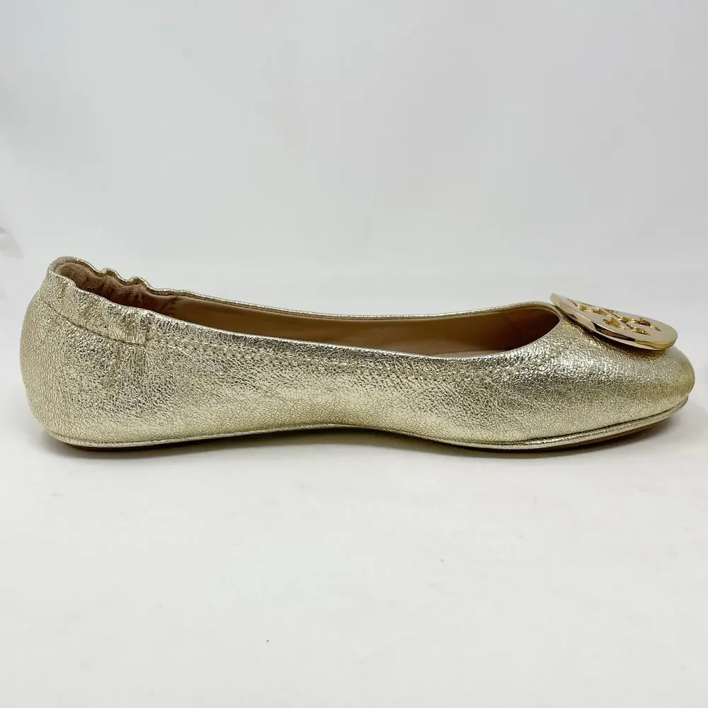 Tory Burch Gold Logo Ballet Flats